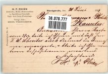 38855 O3700 Wernigerode 1899 - Geschäftskorrespondenz Fa. Rhien