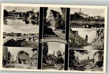 86609 W8850 Donauwörth Foto AK Panorama des Ortes mit Liebfrauenmünster Donaubrücke Rathaus Altes Fischerhaus Kloster Heilig Kreuz Obere Reichsstraße An der kleinen Wörnitz
