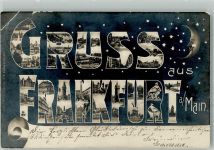 60308 W6000 Frankfurt am Main 1904 Gebrauchsspuren Mond Sterne Gruss aus