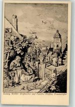 01662 O8250 Meißen , Sachs - sign. Richter Großmutter und Enkelin