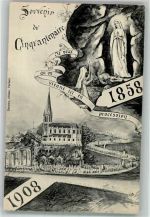 65100 Lourdes Foto AK Kirche Prozession 1858- 1908