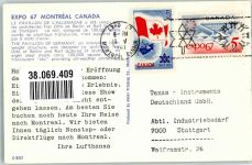 Montreal 1967 Sonderstempel Ausstellung expo67 Deutscher Pavillon