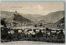 56812 W5590 Cochem - Panorama des Ortes an der Mosel mit der Reichsburg