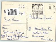 95213 W8660 Münchberg , Oberfr Foto AK Panorama des Ortes mit Ev. Stadtkirche Schwimmbad