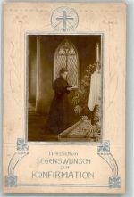 Jugendstil Mädchen Konfirmation 1906 Prägedruck