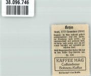 14669 O1554 Ketzin Vignette Wappen Rückseite Werbung Kaffee HAG