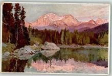 Hintersee mit Göll im Alpenglühen Alpiner Kunstverlag Eugen Richter Nr. 15 Compton, E. H. Künstlerkarte