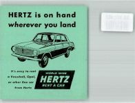 Gepäckkarte Flugzeug Autovermietung Hertz Werbung Auto KEINE AK