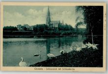 09111 O9000 Chemnitz , Sachs 1917 - Schlossteich Schwäne