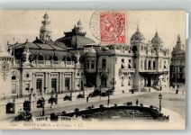 Monte Carlo 1905 Foto AK Le Casino Briefmarke Bildseite