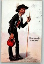 Trauriger Hanswurscht ASM Nr. 1196 Vagabund Künstlerkarte