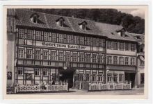Stolberg im Harz mit Hotel zum Kanzler und Emaillschilder am Haus von Sarotti, Grenzquell Pilsner und Nordquell Biere. Gute Erhaltung.