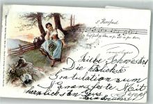 sign. Döcker E. Frau Tracht Verlag Rafael Neuber Liederkarte 1899 Künstlerkarte