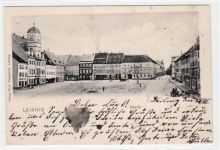 Leisnig mit Markt gelaufen von 1901. Leicht fleckig, sonst gut erhalten.