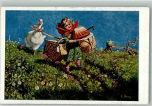 sign. Berg Verlag S.V.D. Nr. 367 Kind mit Kuchen Ente Künstlerkarte