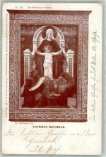 W8000 München sign. Schleibner Patrona Bavariae mit Münchner Kindl und Löwe Trachten Bayern 1904 Künstlerkarte
