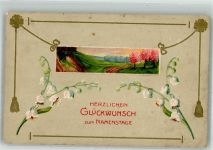Glückwunsch Maiglöckchen Namenstag 1909 Prägedruck