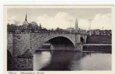 Rheine mit Hindenburg - Brücke gelaufen, mit Marke und Stempel von 1940. Leichter Stempeldurchdruck, sonst gut erhalten
