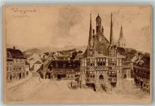 38855 O3700 Wernigerode Künstlerkarte sign. Jander, Carl Marktplatz mit Rathaus
