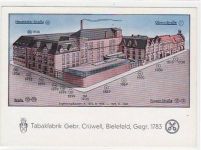 Bielefeld, Zeichnung mit Tabakfabrik Gebr. Crüwell ungelaufen Gute Erhaltung.