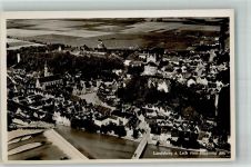 86899 W8910 Landsberg a. Lech Foto AK Fliegeraufnahme Kirche Brücke