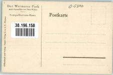 99423 O5300 Weimar , Thür Künstlerkarte sign. Woltze, Peter Der Weimarer Park Tempelherren-Haus