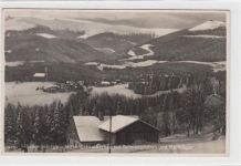 Mittel-Schreiberhau / Szklarska Poreba - Kreis Hirschberg / Jelenia Góra im Riesengebirge mit Schneegruben und Reifträger im Winter gelaufen. Marke entfernt. leicht stockfleckig, sonst gut erhalten