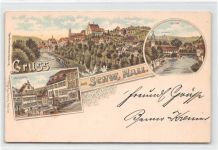 Schwäbisch Hall, Lithographie. Marktplatz. Karte beschrieben Leicht bügig, sonst gut erhalten
