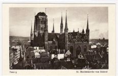 Danzig / Gdansk mit St. Marienkirche von Südost ungelaufen Gute Erhaltung.