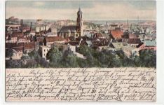 Werdau, Reliefkarte mit Teilansicht und Kirche gelaufen von 1908. Gute Erhaltung.