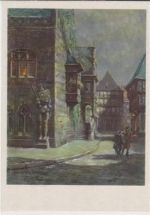 Künstlerkarte von Walter Gemm aus der Serie Alt-Halberstadt Nr. 14. Mondnacht am Holzmarkt ungelaufen Top Erhaltung.