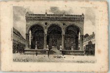 W8000 München Feldherrnhalle Verlag Carl Jander Radierung Künstlerkarte