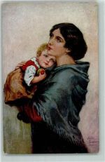 Mutter und Kind Vaterlos AK Scheuermann, W. Künstlerkarte