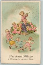 Breslau-Mitterwald-Steinburg Zug 158? Bild: Muttertag Kindereigen Rosen Bahnpoststempel