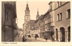 Crailsheim. ein Blick in die Langestraße und auf die Kirche gelaufen. Gute Erhaltung.