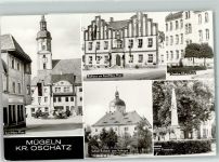 04769 O7263 Mügeln b Oschatz - Rathaus Schloss Ruhetal Postsäule Karl Marx Platz