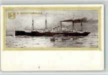 Dampfer Württemberg sign. Stöwer, Willy Hamburg-Amerika-Line Gebrauchsspuren