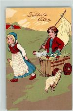 Kinder Huhn PFB Serie 5753 Osterei 1906 Prägedruck