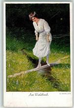 Frau am Waldbach AK Mailick, A. 1914