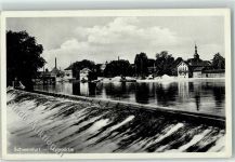 97421 W8720 Schweinfurt Foto AK Main Kirche Fabrik boot