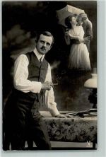 Zigarette Liebespaar Küsse Serie 192-5 AK Zigarette 1913 Foto AK