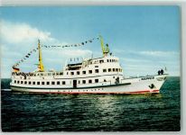 MS Wappen im Flaggenschmuck Flaggschiff der Flensburger Personen-Schiffahrt Seebäderschiff