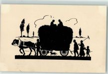 Landwirtschaft Heuernte Tiergespann AK Scherenschnitt 1918