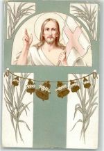 Religion Jesus Glocken AK Jugendstil Lithographie / Prägedruck
