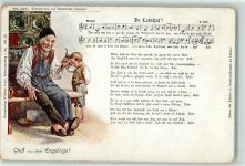 Verlag Wilhelm Vogel Nr. 6 Großvater mit Pfeife Erzgebirge Liederkarte