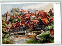 96317 W8640 Kronach , Oberfr Künstlerkarte Am Steinwehr sign. S. Freytag