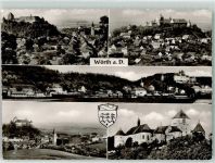 93086 W8404 Wörth a d Donau Foto AK Kirche Schloss Wappen