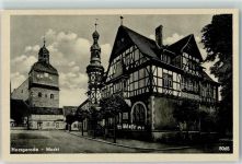 06493 O4306 Harzgerode - Markt Rathaus St. Marien-Kirche