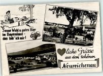 94089 W8391 Neureichenau Foto AK Kirche Herzliche Grüße Bier HB Mann Frau