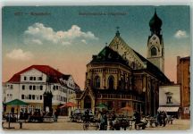 83022 W8200 Rosenheim , Oberbay - Stadtpfarrkirche Postgebäude Marktszene